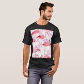 Flamingo Roos: Waterverf vogelbloem T-shirt (Voorkant volledig)