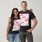 Flamingo Roos: Waterverf vogelbloem T-shirt (Unisex)