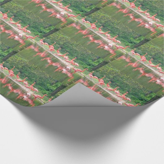 Flamingo Row bij het Leermeer, vogelroze wild Cadeaupapier (Hoek)