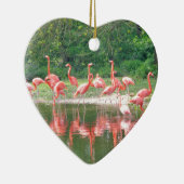 Flamingo Row bij het Leermeer, vogelroze wild Keramisch Ornament (Rechts)