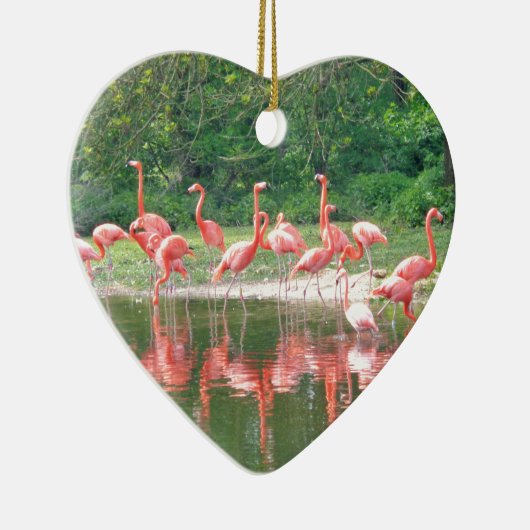 Flamingo Row bij het Leermeer, vogelroze wild Keramisch Ornament (Rechts)