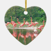 Flamingo Row bij het Leermeer, vogelroze wild Keramisch Ornament (Voorkant)