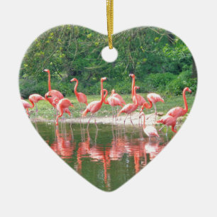 Flamingo Row bij het Leermeer, vogelroze wild Keramisch Ornament