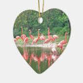 Flamingo Row bij het Leermeer, vogelroze wild Keramisch Ornament (Links)