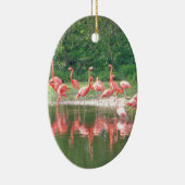 Flamingo Row bij het Leermeer, vogelroze wild Keramisch Ornament (Rechts)