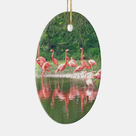 Flamingo Row bij het Leermeer, vogelroze wild Keramisch Ornament (Rechts)
