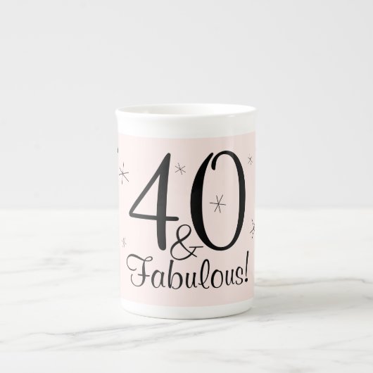 Flamingo Roze 40 en Fabulous! bone china mok (Voorkant)