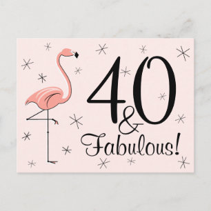 Flamingo Roze "40 en Fabulous!" briefkaart