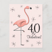 Flamingo Roze "40 en Fabulous!" verticaal briefkaa Briefkaart (Voorkant)