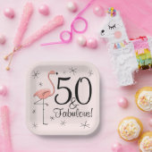 Flamingo Roze 50 en Fabulous vierkant papier bord (Feest)