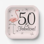 Flamingo Roze 50 en Fabulous vierkant papier bord (Voorkant)