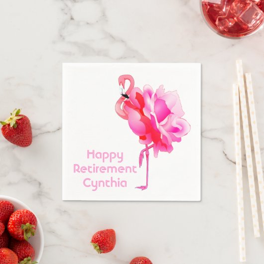 Flamingo Roze Aangepaste Gelukkig Pensioen Feest Servet (Insitu)
