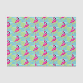Flamingo roze aqua blauwgroen vogelpapier tissuepapier