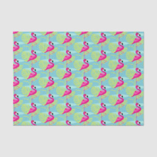 Flamingo roze aqua blauwgroen vogelpapier tissuepapier