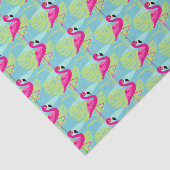 Flamingo roze aqua blauwgroen vogelpapier tissuepapier (Detail)