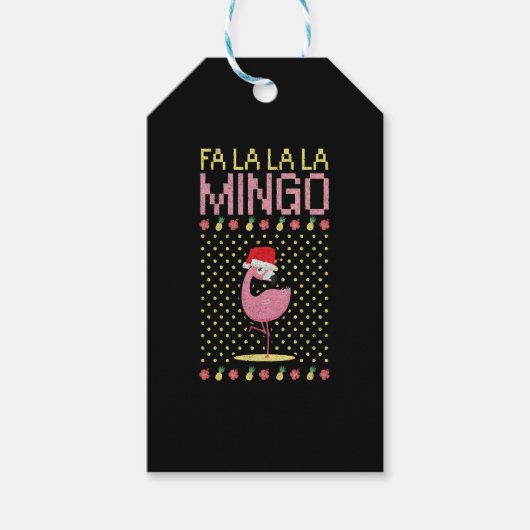 Flamingo roze beak cadeau kerst cadeaulabel (Voorkant)
