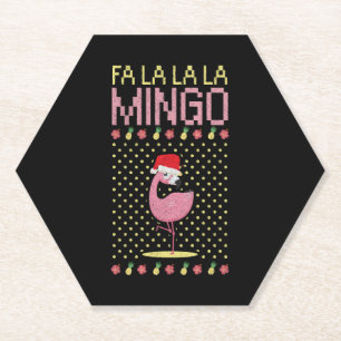 Flamingo roze beak cadeau kerst kartonnen onderzetters