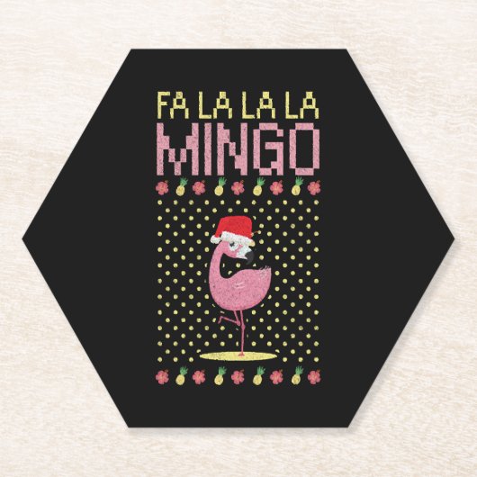 Flamingo roze beak cadeau kerst kartonnen onderzetters (Voorkant)