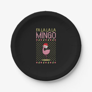 Flamingo roze beak cadeau kerst papieren bordje