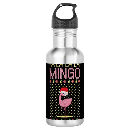 Flamingo roze beak cadeau kerst waterfles (Voorkant)