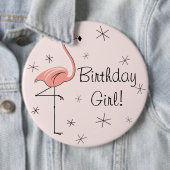 Flamingo Roze 'Birthday Girl'-knop Ronde Button 6,0 Cm (In situ)