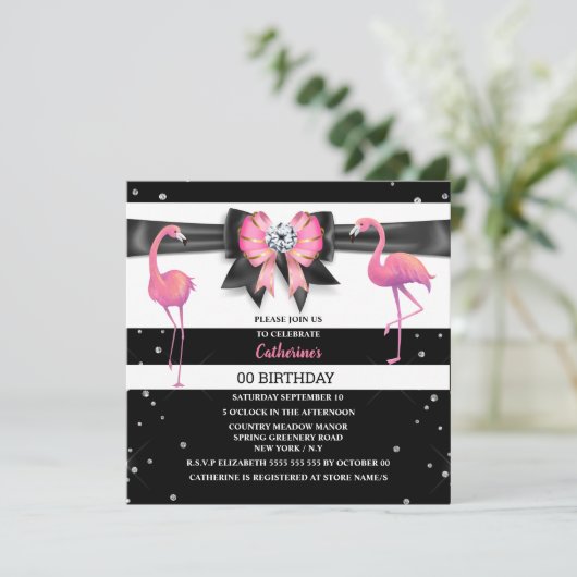 Flamingo roze booglitter IEDERE verjaardagsstreep Kaart (Staand voorkant)