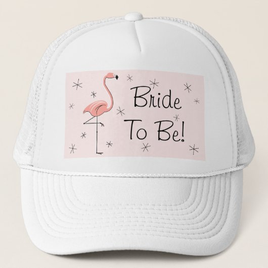 Flamingo Roze 'Bride om te zijn'. Tronkelaar Trucker Pet (Voorkant)