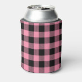 Flamingo Roze Buffalo Geruite Plaid 1I Monogram Blikjeskoeler (Blikje Achterkant)