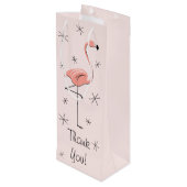 Flamingo Roze 'Dank je' cadeauzak Wijn Cadeautas (Achterkant Gekanteld)