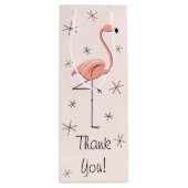 Flamingo Roze 'Dank je' cadeauzak Wijn Cadeautas (Achterkant)
