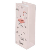 Flamingo Roze 'Dank je' cadeauzak Wijn Cadeautas (Voorkant Gekanteld)