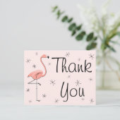 Flamingo Roze "Dank u" briefkaart (Staand voorkant)