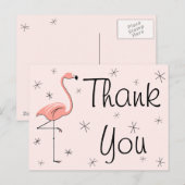 Flamingo Roze "Dank u" briefkaart (Voorkant / Achterkant)