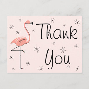Flamingo Roze "Dank u" briefkaart