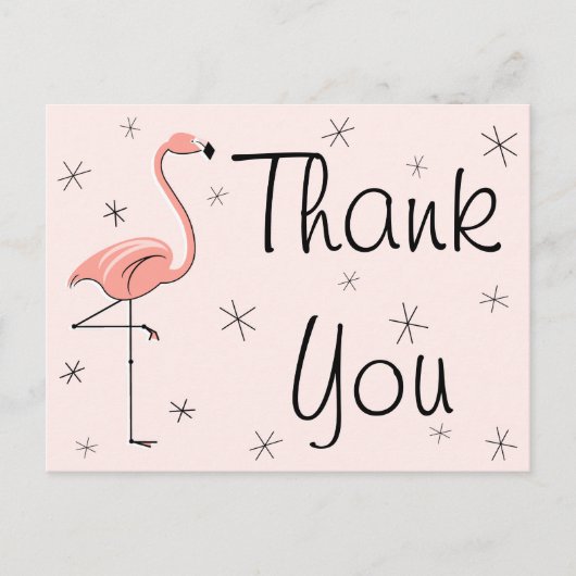 Flamingo Roze "Dank u" briefkaart (Voorkant)