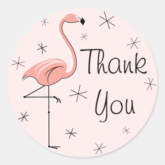 Flamingo Roze Dank u sticker (Voorkant)