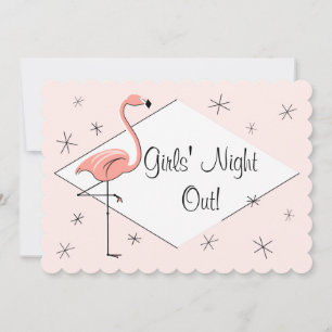Flamingo Roze Diamanten Meisjes Nacht Uit! geschul Kaart