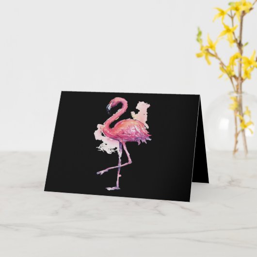 Flamingo Roze Dierenvriend Flamingo Kunst Kaart (Gele Bloem)
