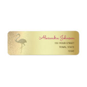 Flamingo Roze en Gold Glitter Return Address Etiket (Voorkant)