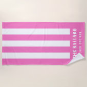 Flamingo roze en witte strepen | Beach House Strandlaken (Voorkant)