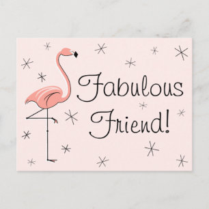 Flamingo Roze "Fabulous Friend" briefkaart