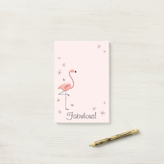 Flamingo Roze "Fabulous!" verticaal Post-it® Notes (Op bureau)
