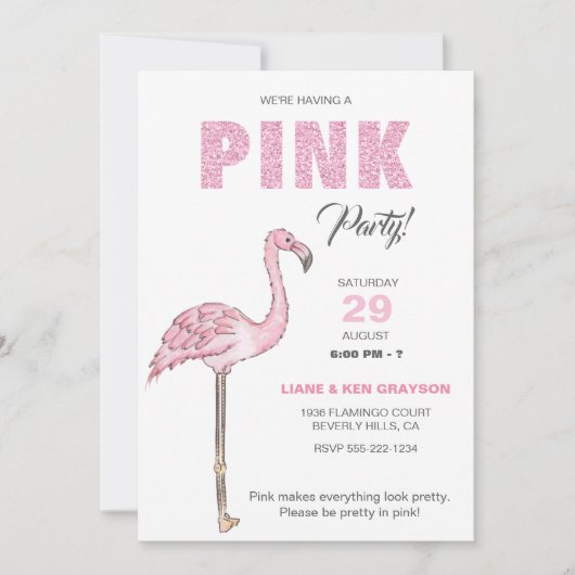 Flamingo Roze Feest Kaart (Voorkant)