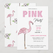 Flamingo Roze Feest Kaart (Voorkant / Achterkant)