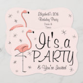 Flamingo Roze 'Feest' uitnodiging haaksteun (Voorkant / Achterkant)