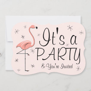 Flamingo Roze 'Feest' uitnodiging haaksteun