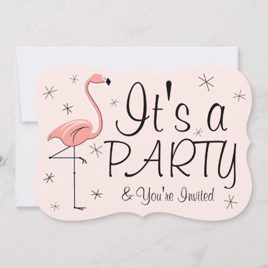 Flamingo Roze 'Feest' uitnodiging haaksteun (Voorkant)