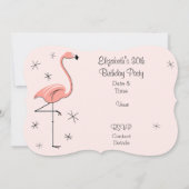 Flamingo Roze 'Feest' uitnodiging haaksteun (Achterkant)