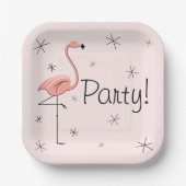 Flamingo Roze Feest! vierkant Papieren Bordje (Voorkant)
