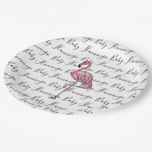 Flamingo | roze flamingo, roze tropische vogel papieren bordje (Gekanteld)